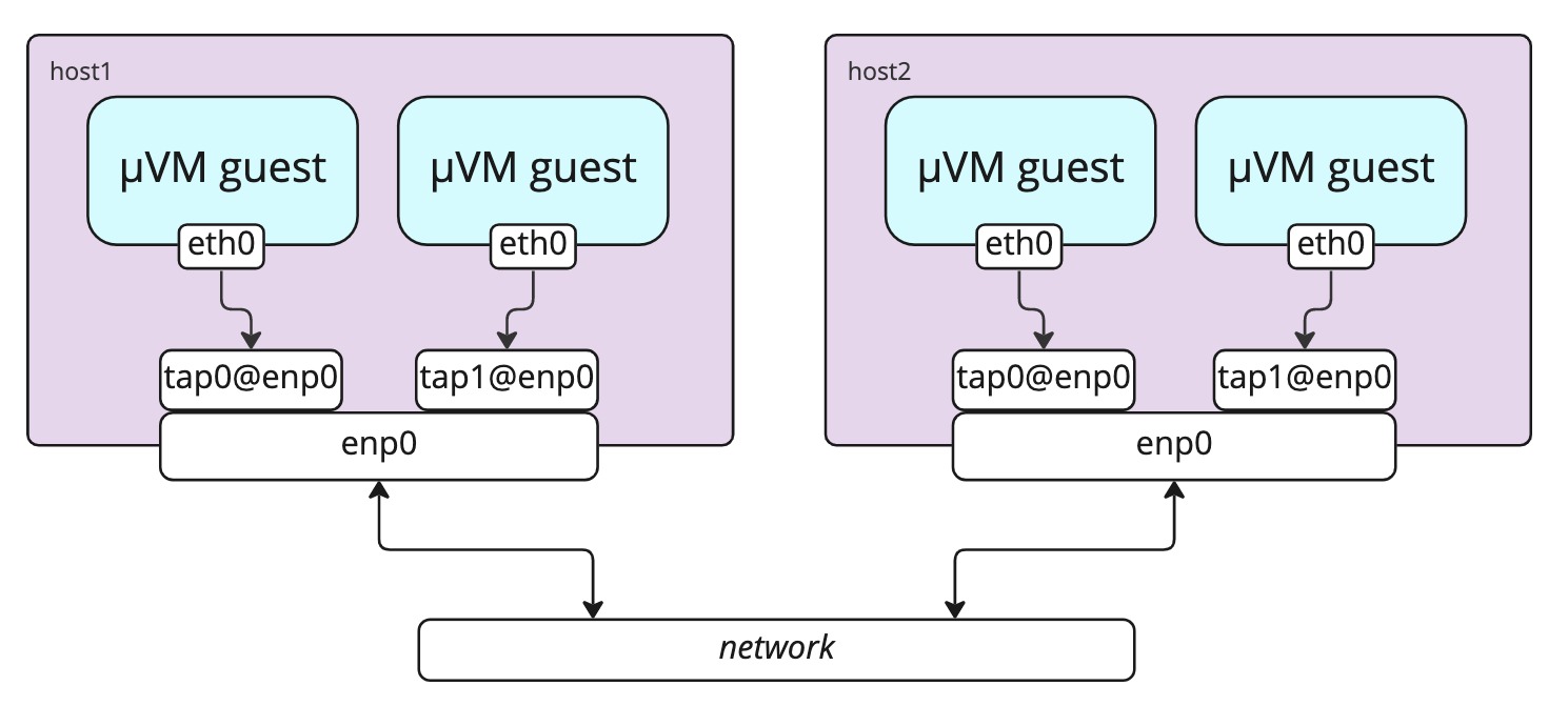 Liquid Metal Microvms macvtap networking